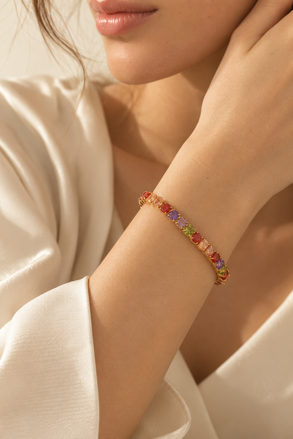 18K Gold Plated Multicolored Zircon Bracelet