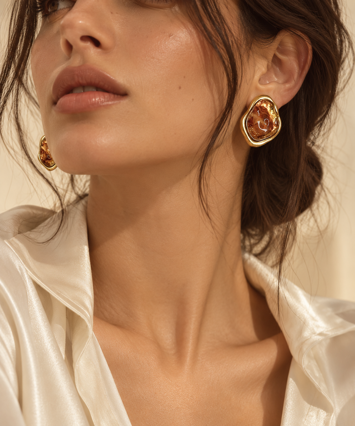 18K Gold-Plated Alloy Resin Geometric Earrings