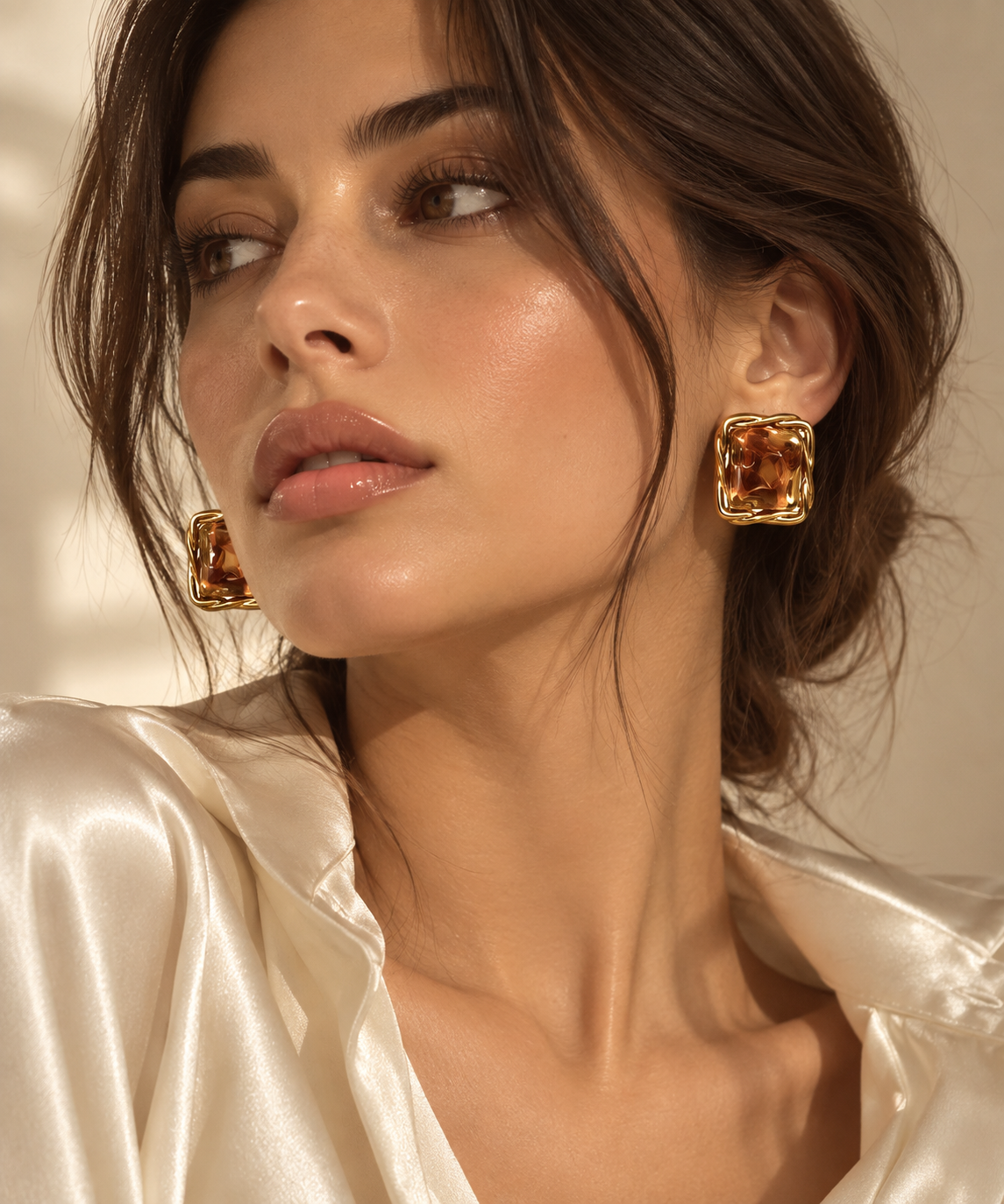 18K Gold-Plated Alloy Resin Geometric Earrings